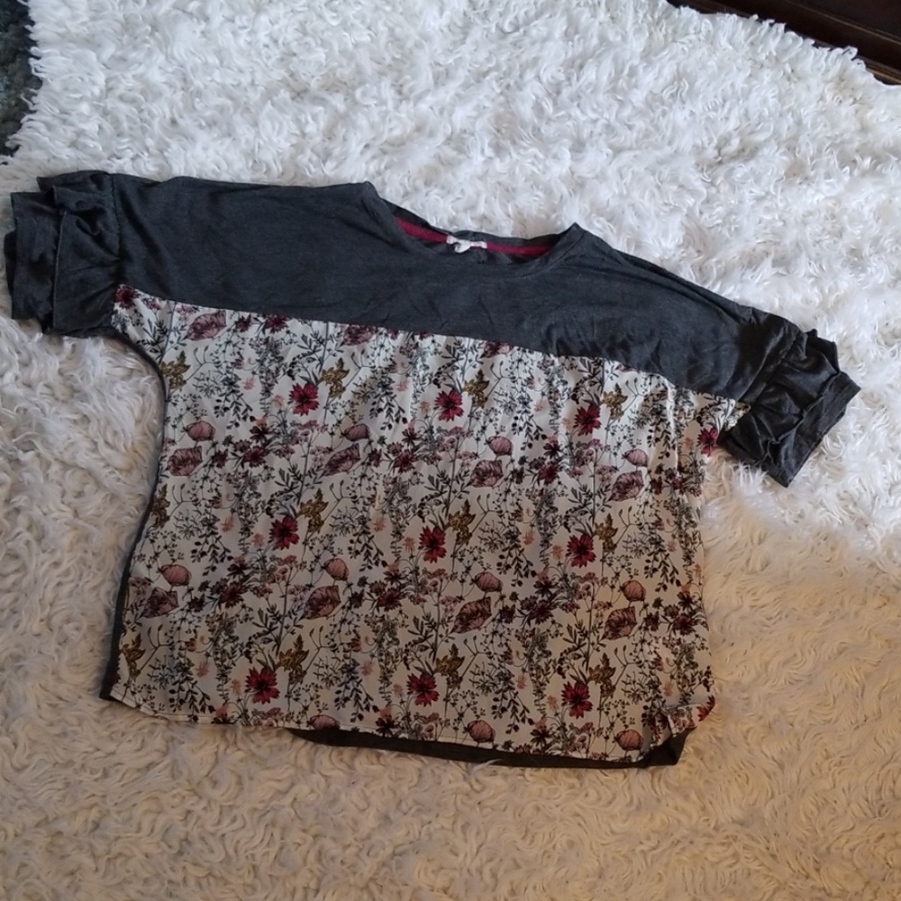 Gray and floral top